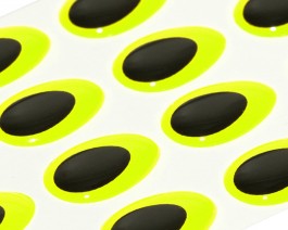 3D Epoxy Teardrop Eyes, Fluo Yellow, 15 mm
